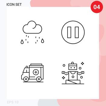 4 Line concept for Websites Mobile and Apps cloud exercise rain ambulance sports Editable Vector Design Elements