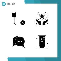 Stock Vector Icon Pack of 4 Line Signs and Symbols for computers safe disconnected favorite conversation Editable Vector Design Elements