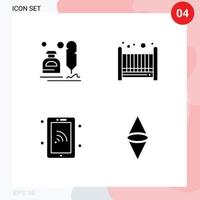 Set of Commercial Solid Glyphs pack for ink smartphone letter bad wifi Editable Vector Design Elements