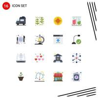 16 Universal Flat Colors Set for Web and Mobile Applications cafe lab test compass chemical position Editable Pack of Creative Vector Design Elements