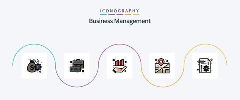 Business Management Line Filled Flat 5 Icon Pack Including file. business. business. management. location vector