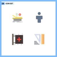 4 User Interface Flat Icon Pack of modern Signs and Symbols of operation disease hospital people form Editable Vector Design Elements