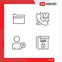 4 Universal Filledline Flat Colors Set for Web and Mobile Applications folder man storage direct heart Editable Vector Design Elements