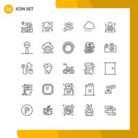 Pictogram Set of 25 Simple Lines of hazard biohazard serve spring cloud Editable Vector Design Elements