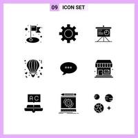 9 User Interface Solid Glyph Pack of modern Signs and Symbols of comment bubble board valentine hot Editable Vector Design Elements