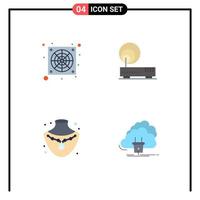 Stock Vector Icon Pack of 4 Line Signs and Symbols for computer gold connection network connection Editable Vector Design Elements
