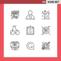 9 Creative Icons Modern Signs and Symbols of text clipboard laboratory research vegetables cherry Editable Vector Design Elements