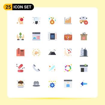 conjunto moderno de 25 colores planos pictograma de estadísticas diagrama bolsa gráfico comercial elementos de diseño vectorial editables vector