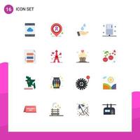 Flat Color Pack of 16 Universal Symbols of planning document energy health fitness Editable Pack of Creative Vector Design Elements