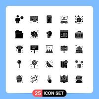 Group of 25 Solid Glyphs Signs and Symbols for dollar book phone samsung mobile Editable Vector Design Elements