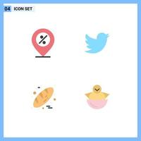 4 Universal Flat Icons Set for Web and Mobile Applications ecommerce bread percentage social thanks day Editable Vector Design Elements