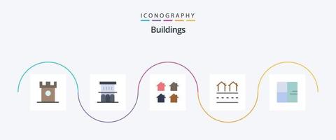 paquete de iconos planos de edificios 5 que incluye vivienda. bienes. propiedad. verdadero. casas vector