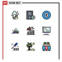 9 Creative Icons Modern Signs and Symbols of mountain landscape signal hill system Editable Vector Design Elements