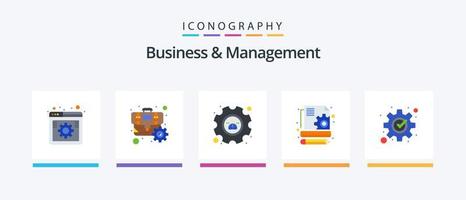 Business And Management Flat 5 Icon Pack Including management. development. optimization. seo. content. Creative Icons Design vector