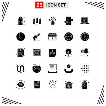 Pictogram Set of 25 Simple Solid Glyphs of computer div gluten arrows symbol Editable Vector Design Elements