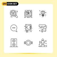 Stock Vector Icon Pack of 9 Line Signs and Symbols for regulation funds screen message chat Editable Vector Design Elements