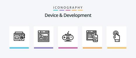 paquete de iconos de dispositivo y línea de desarrollo 5 que incluye bloqueo. navegador. internet educación. web. diseño de iconos creativos vector
