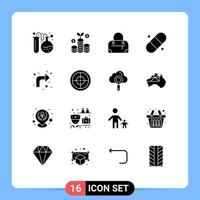 16 Solid Glyph concept for Websites Mobile and Apps badge right fashion up arrows Editable Vector Design Elements