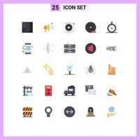 Flat Color Pack of 25 Universal Symbols of navigation compass turntable storage device dvd Editable Vector Design Elements