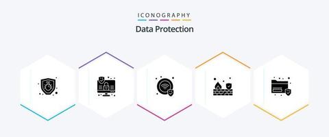 Data Protection 25 Glyph icon pack including . sans. wifi. folder. wall vector