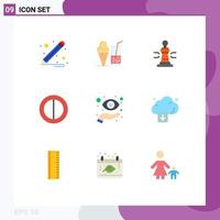 Set of 9 Modern UI Icons Symbols Signs for vision hand player focus contrast Editable Vector Design Elements