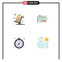 conjunto de 4 paquetes de iconos planos comerciales para la guía de archivo de compras de campamento de lunes cibernético elementos de diseño vectorial editables vector