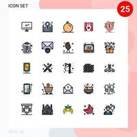 Modern Set of 25 Filled line Flat Colors and symbols such as transaction love search curtains window Editable Vector Design Elements
