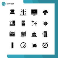 16 Universal Solid Glyph Signs Symbols of dollar computing medicine cloud tv Editable Vector Design Elements