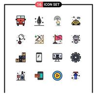 Flat Color Filled Line Pack of 16 Universal Symbols of earrings car reach park analytic Editable Creative Vector Design Elements