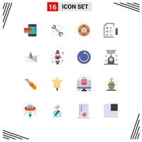 Mobile Interface Flat Color Set of 16 Pictograms of education light mechanical chat bulb Editable Pack of Creative Vector Design Elements