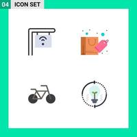 4 User Interface Flat Icon Pack of modern Signs and Symbols of cafe bulb bag sale light Editable Vector Design Elements