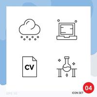 Set of 4 Modern UI Icons Symbols Signs for cloud education computer laptop science Editable Vector Design Elements