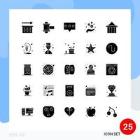 25 User Interface Solid Glyph Pack of modern Signs and Symbols of columns acropolis bubble coins income Editable Vector Design Elements