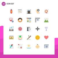 Flat Color Pack of 25 Universal Symbols of business maps office location gear Editable Vector Design Elements