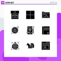 9 iconos creativos signos y símbolos modernos de educación tablet bug gear app elementos de diseño vectorial editables vector