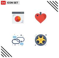 Set of 4 Modern UI Icons Symbols Signs for browser link marketing love gas Editable Vector Design Elements