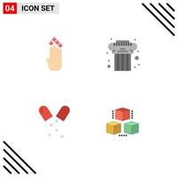 Universal Icon Symbols Group of 4 Modern Flat Icons of finger health down culture medical Editable Vector Design Elements