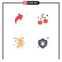 conjunto de pictogramas de 4 iconos planos simples de flecha parque comida derecha proteger elementos de diseño vectorial editables vector