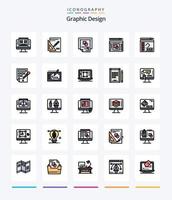 paquete de iconos rellenos de 25 líneas de diseño gráfico creativo, como móvil. relleno de color. libro. gota de color balde vector