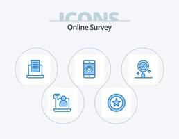 Online Survey Blue Icon Pack 5 Icon Design. . search. mail. find. business vector