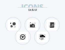 ux y ui glyph icon pack 5 diseño de iconos. web. contenido. configuración. fotografía. foto vector