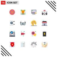 Group of 16 Modern Flat Colors Set for share gas station protect life secure Editable Pack of Creative Vector Design Elements