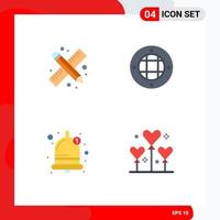 Modern Set of 4 Flat Icons and symbols such as back to school bell work light balloon Editable Vector Design Elements