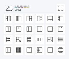 paquete de iconos de 25 líneas de diseño que incluye rotar. vista. maximizar. pantalla completa. red vector