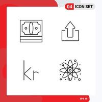 Stock Vector Icon Pack of 4 Line Signs and Symbols for business krone money arrows danish Editable Vector Design Elements