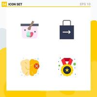 Set of 4 Commercial Flat Icons pack for basket brain easter lock pad mind Editable Vector Design Elements