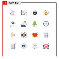 Set of 16 Vector Flat Colors on Grid for optimization growth business money bag Editable Pack of Creative Vector Design Elements