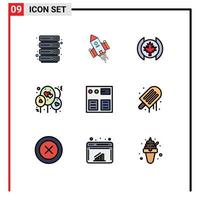 Universal Icon Symbols Group of 9 Modern Filledline Flat Colors of shopping online flag arrow heart Editable Vector Design Elements