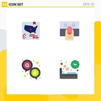 Set of 4 Vector Flat Icons on Grid for american answer world hand question Editable Vector Design Elements