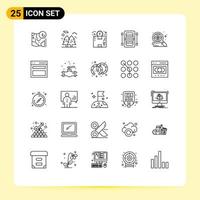 Line Pack of 25 Universal Symbols of boat activities hiking time logistics Editable Vector Design Elements
